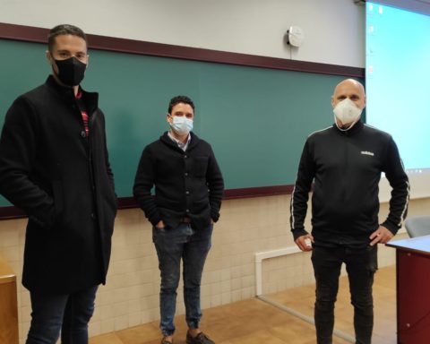 Juanra Álvarez, Francisco Batista y Jorge Pastor en el taller Psicología aplicada al deporte.