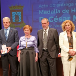 Presidenta del Cabildo Insular de Lanzarote, presidente de la Fundación César Manrique, Rectora de la ULL, director de la Cátedra Cultural César Manrique y Secretaria general de la ULL en la entrega de la Medalla de Honor a César Manrique Foto: M. García